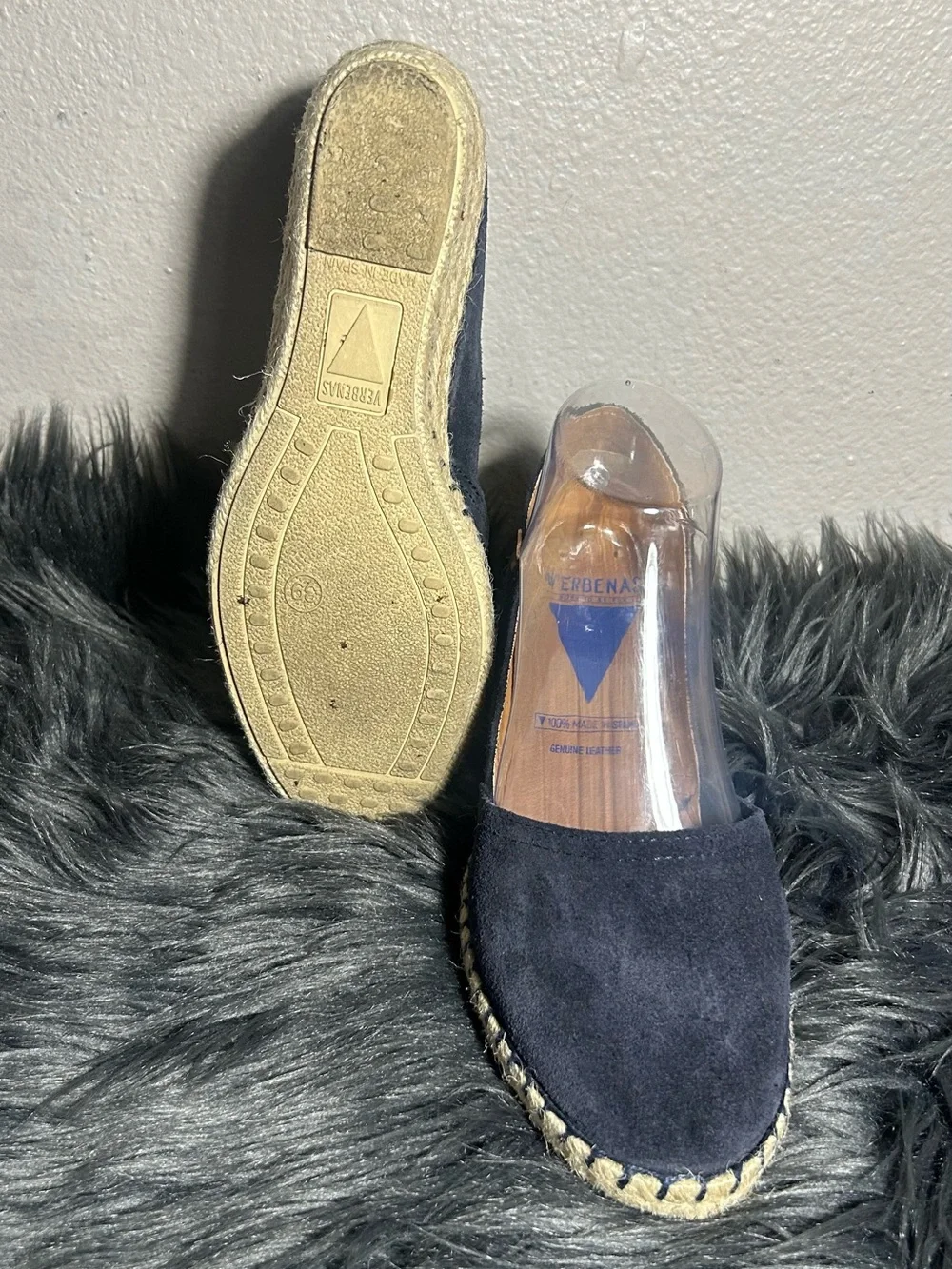 Verbenas Mamen Serraje Suede Espadrille Wedge Navy Pumps Size EU40 /US